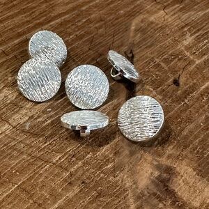 Textured Round Silver Shank Buttons - Set of 5